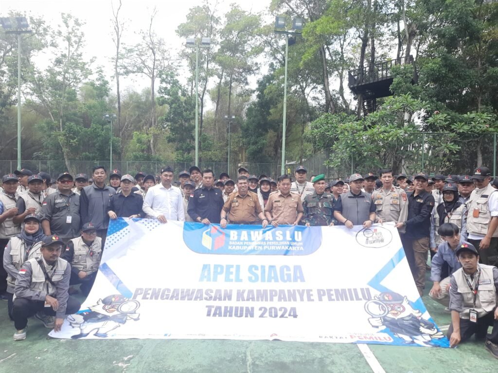Bawaslu Purwakarta Gelar Apel Siaga Pengawasan Masa Kampanye di Lapangan Basket Prime Plaza Hotel