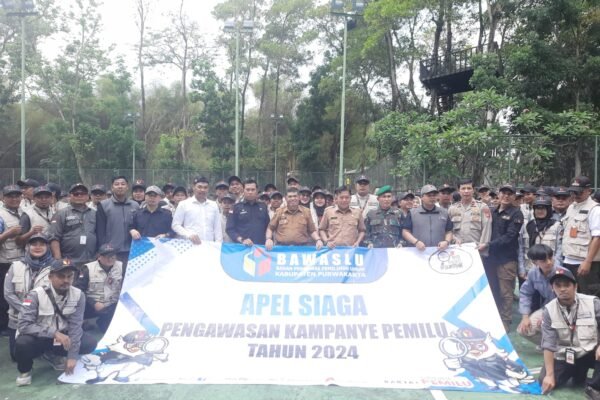Bawaslu Purwakarta Gelar Apel Siaga Pengawasan Masa Kampanye di Lapangan Basket Prime Plaza Hotel
