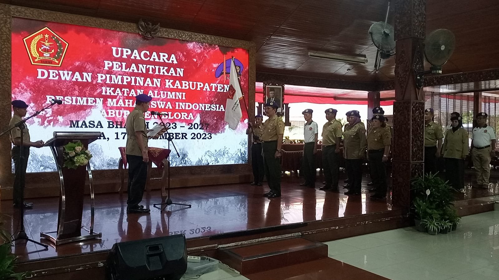 Upacara Pelantikan Dewan Pimpinan Kabupaten Ikatan Alumni Resimen Mahasiswa Indonesia Masa Bakti 2023 - 2027.