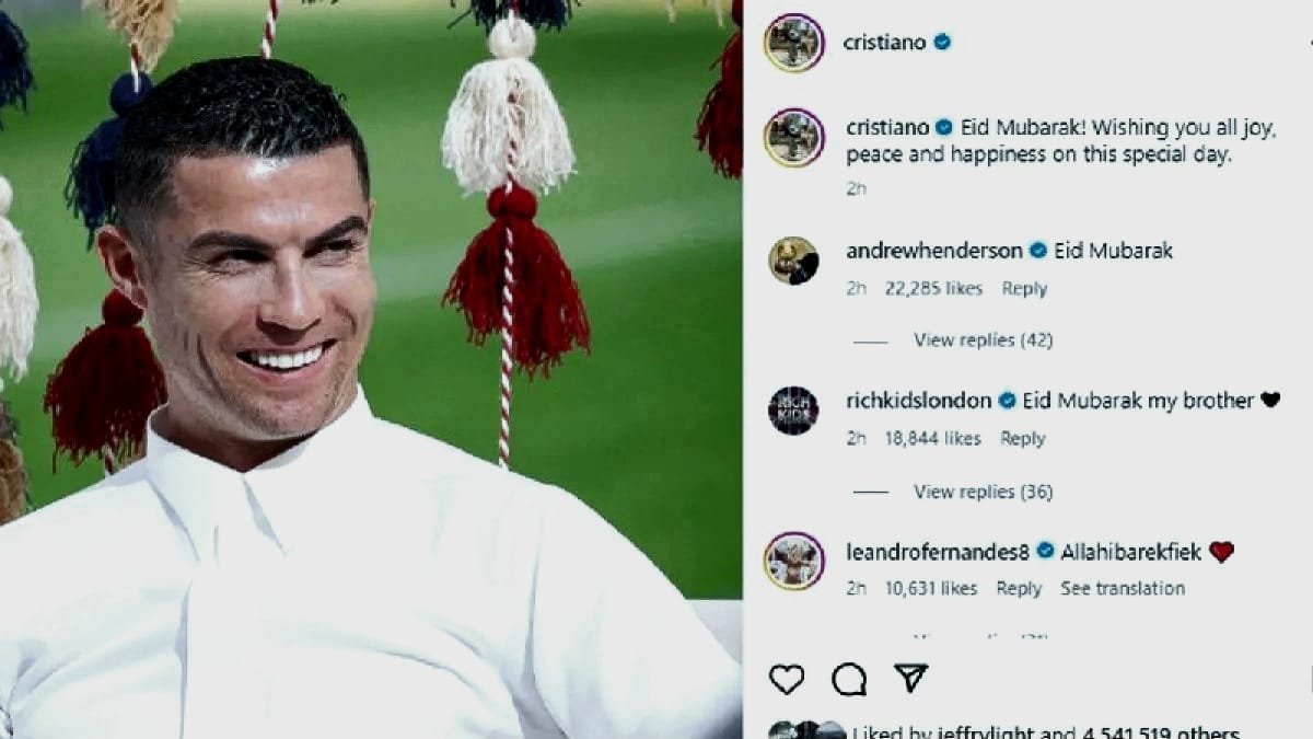 Cristiano Ronaldo unggah ucapan selamat Idul Fitri. ANTARAInstagram.com @cristianoam