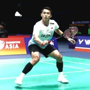 Tunggal putra Indonesia Jonatan Christie saat berlaga di babak 16 besar Kejuaraan Bulu Tangkis Asia (BAC) 2024 di Ningbo, China