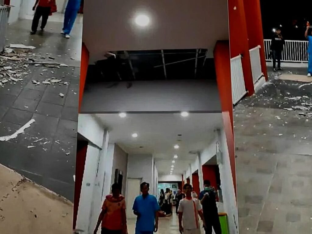 Dampak Gempa Garut Plafon RSUD Singaparna dan Gedung Kwarcab Pramuka Kabupaten Tasikmalaya Ambruk