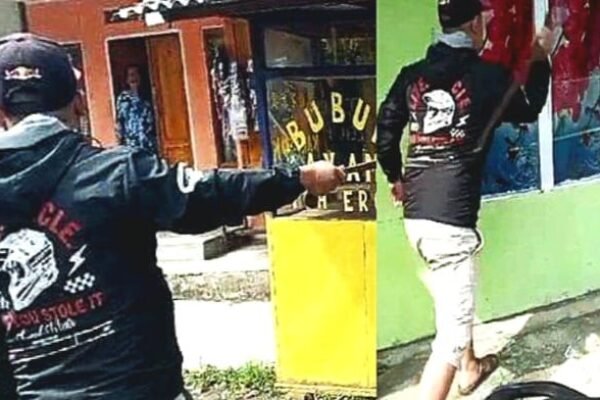 Supir Elf di Cisompet Berlaga Jagoan Rusak Rumah Don Kray Dengan Samurai