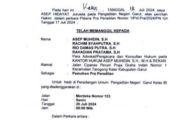 Sidang Praperadilan Kasus Dugaan Korupsi BOP dan Reses DPRD Kabupaten Garut Ditunda