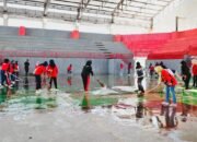 Sebelum Kapolri Cup 2024, Kawasan Gedung Olahraga Way Handak Lampung Selatan Dijadikan Bersih