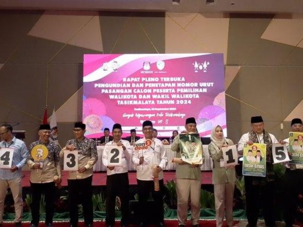 KPU Kota Tasikmalaya Undi dan Menetapkan Nomor Urut Lima Paslon Pilkada Kota Tasikmalaya 2024