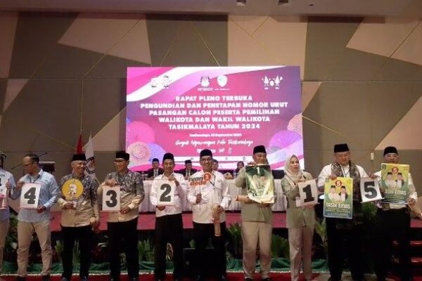 KPU Kota Tasikmalaya Undi dan Menetapkan Nomor Urut Lima Paslon Pilkada Kota Tasikmalaya 2024