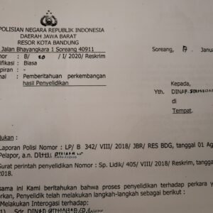 Lapor polisi 5 tahun tak kunjung jelas, dimana laporan tersebut  diajukan oleh warga biasa ke Polres Bandung pada 1 Agustus 2018