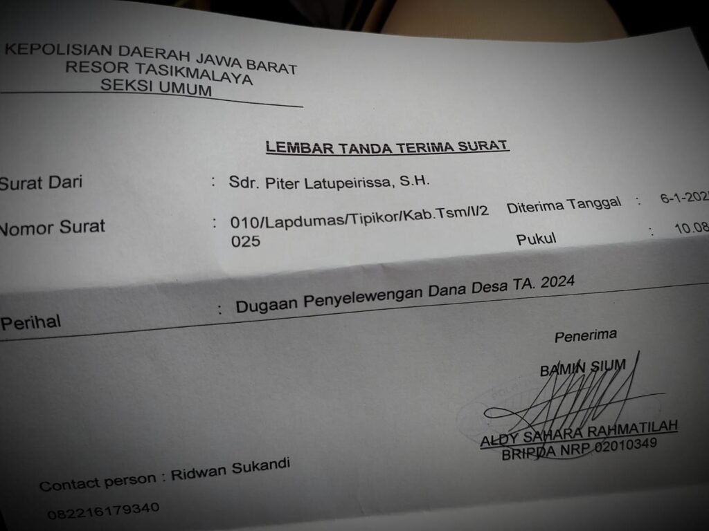 Dugaan Proyek Fiktif dan Mark Up, Pengelolaan Dana Desa Jatiwaras Diadukan ke Polisi