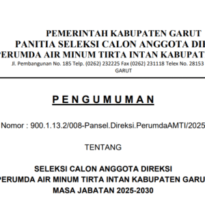 Seleksi Calon Direksi PDAM Tirta Intan Garut Resmi Dibuka, Ini Syaratnya