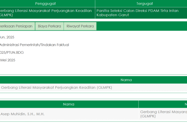 PTUN Bandung Jadwalkan Sidang Gugatan Terhadap Panitia Seleksi Direksi PDAM Tirta Intan Garut