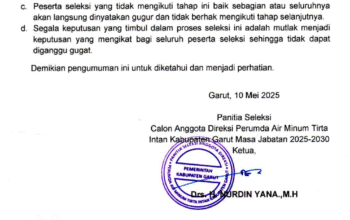 GLMPK Sebut Kedunguan Pansel Calon Direksi PDAM Tirta Intan Garut Semakin Nampak, Pengumuman Hasil Seleksi Administrasi Diralat