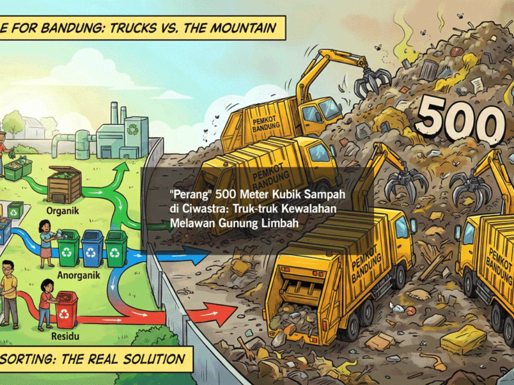 “Perang” 500 Meter Kubik Sampah di Ciwastra: Truk-truk Kewalahan Melawan Gunung Limbah