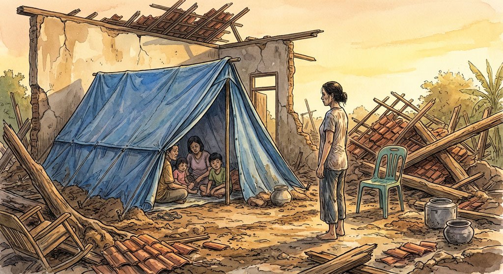 Illustrasi korban bencana di kota Padang