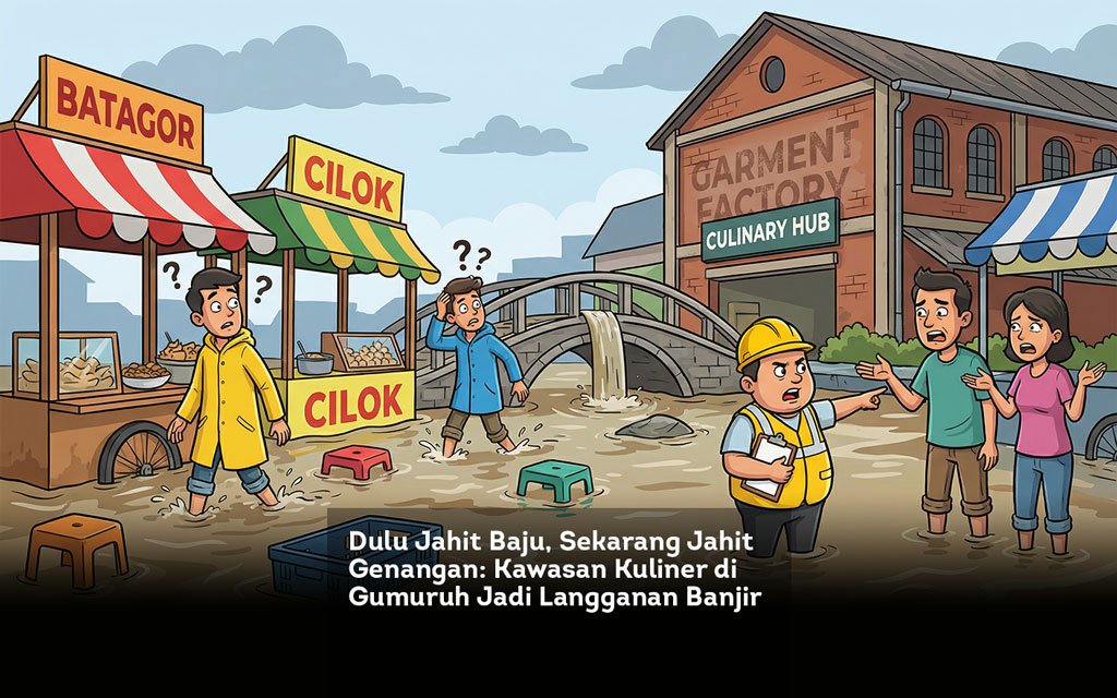Dulu Jahit Baju, Sekarang Jahit Genangan, Kawasan Kuliner di Gumuruh Jadi Langganan Banjir locusonline featured image