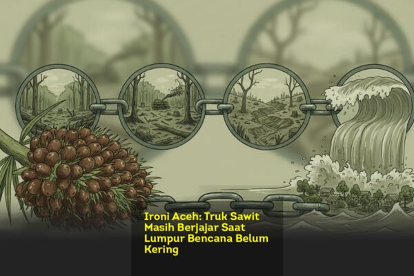 Ironi Aceh. Truk Sawit Masih Berjajar Saat Lumpur Bencana Belum Kering locusonline featured image