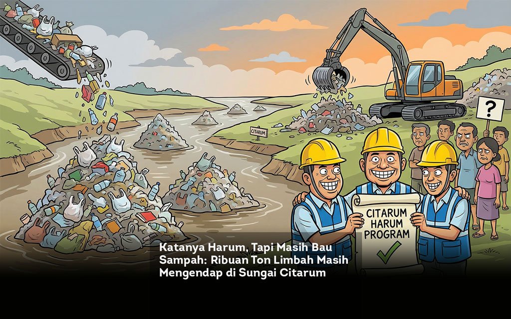Katanya Harum, Tapi Masih Bau Sampah. Ribuan Ton Limbah Masih Mengendap di Sungai Citarum locusonline featured image