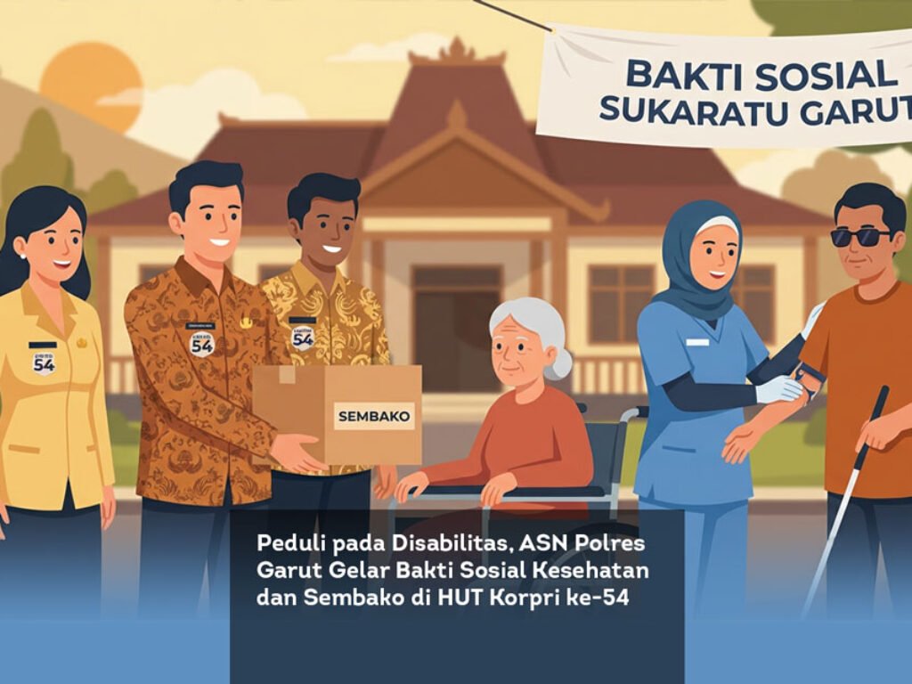 Peduli pada Disabilitas, ASN Polres Garut Gelar Bakti Sosial Kesehatan dan Sembako di HUT Korpri ke-54