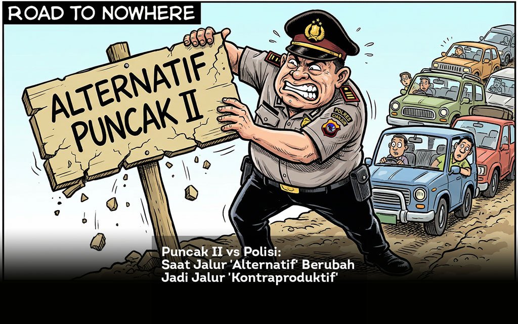 Puncak II vs Polisi. Saat Jalur Alternatif Berubah Jadi Jalur Kontraproduktif locusonline featured image