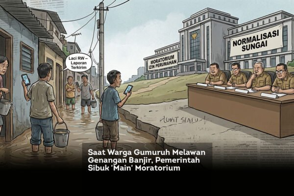 Saat Warga Gumuruh Melawan Genangan Banjir, Pemerintah Sibuk Main Moratorium locusonline featured image