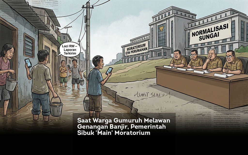 Saat Warga Gumuruh Melawan Genangan Banjir, Pemerintah Sibuk Main Moratorium locusonline featured image