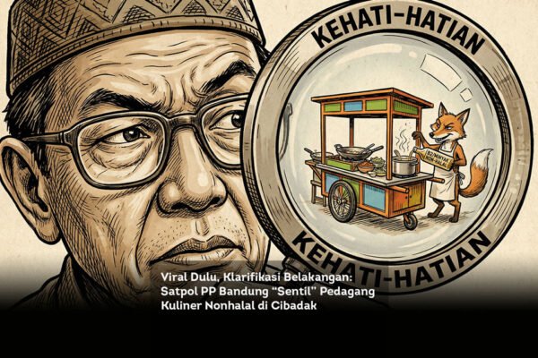 Viral Dulu, Klarifikasi Belakangan. Satpol PP Bandung Sentil Pedagang Kuliner Nonhalal di Cibadak locusonline featured image