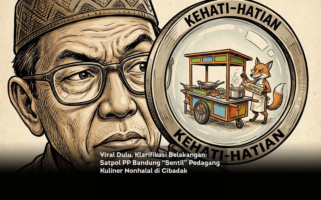 Viral Dulu, Klarifikasi Belakangan. Satpol PP Bandung Sentil Pedagang Kuliner Nonhalal di Cibadak locusonline featured image