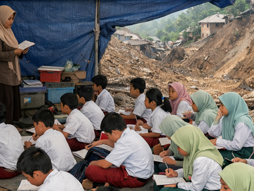 Tanah Bergerak, Sekolah Menyingkir: Murid Banjarwangi Belajar di Tenda Sambil Menunggu Kajian Selesai