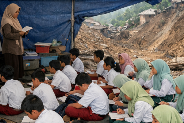 Tanah Bergerak, Sekolah Menyingkir: Murid Banjarwangi Belajar di Tenda Sambil Menunggu Kajian Selesai