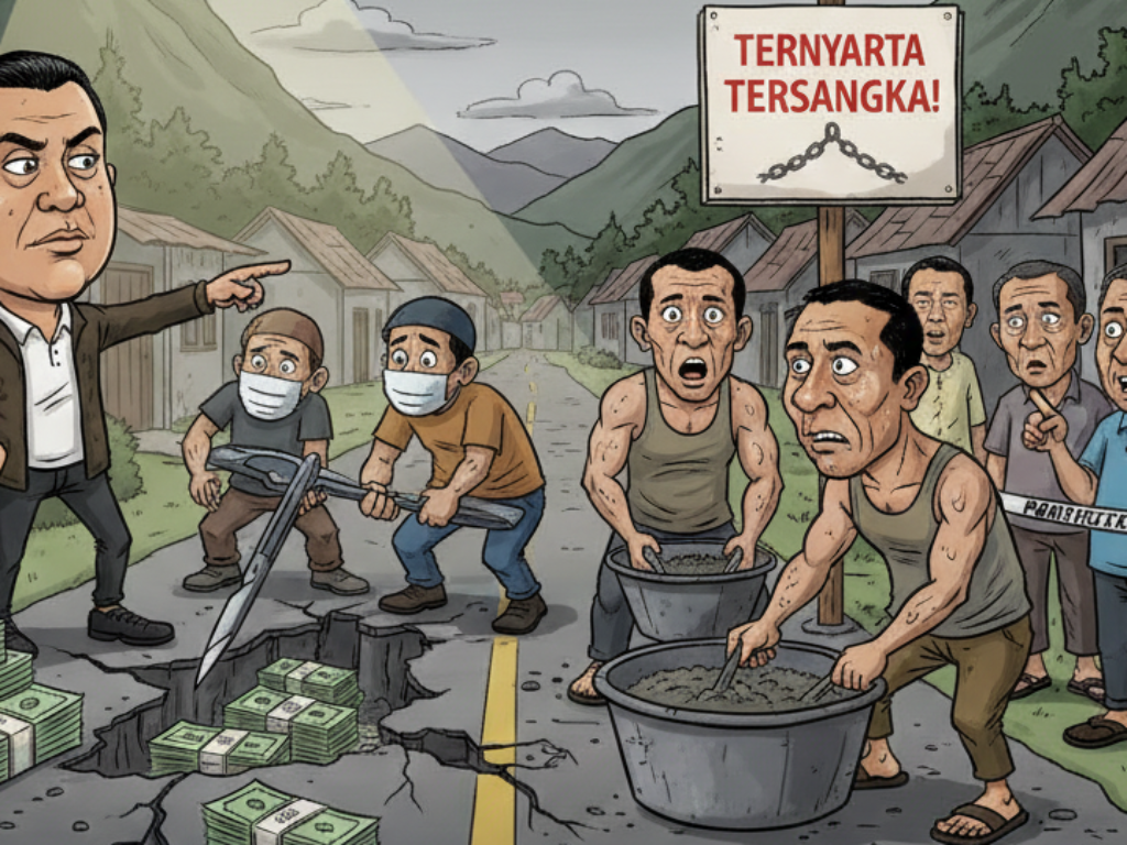 Buntut Intimidasi Anak Kades di Cisewu Jalan Retak Dibedah, Siltap Disorot, Beton Manual Dinyatakan Tersangka