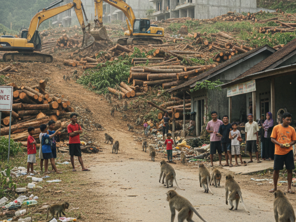 Hutan Digusur, Monyet Turun Gunung: Warga Cisurupan Jadi “Santapan” Dampak Alih Fungsi Lahan