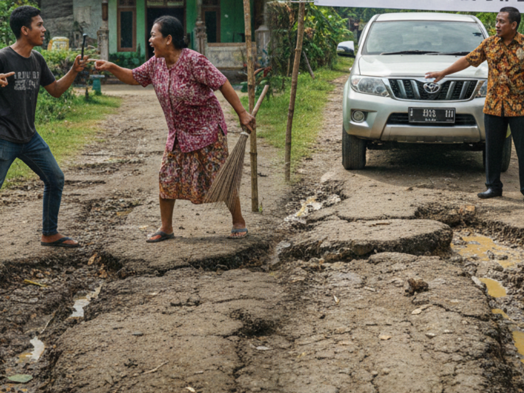 Kritik Jalan Desa Rusak Dibalas Bentakan, Pemkab Baru Turun Setelah Viral