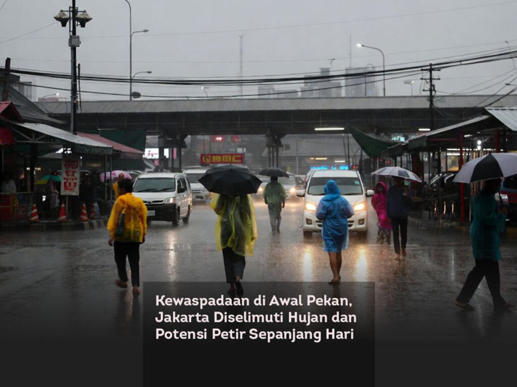 Kewaspadaan di Awal Pekan, Jakarta Diselimuti Hujan dan Potensi Petir Sepanjang Hari