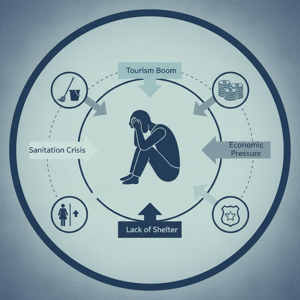 Pusaran Masalah Perkotaan Kota Bandung, Visualisasi sebab akibat dan tekanan pada ruang publik