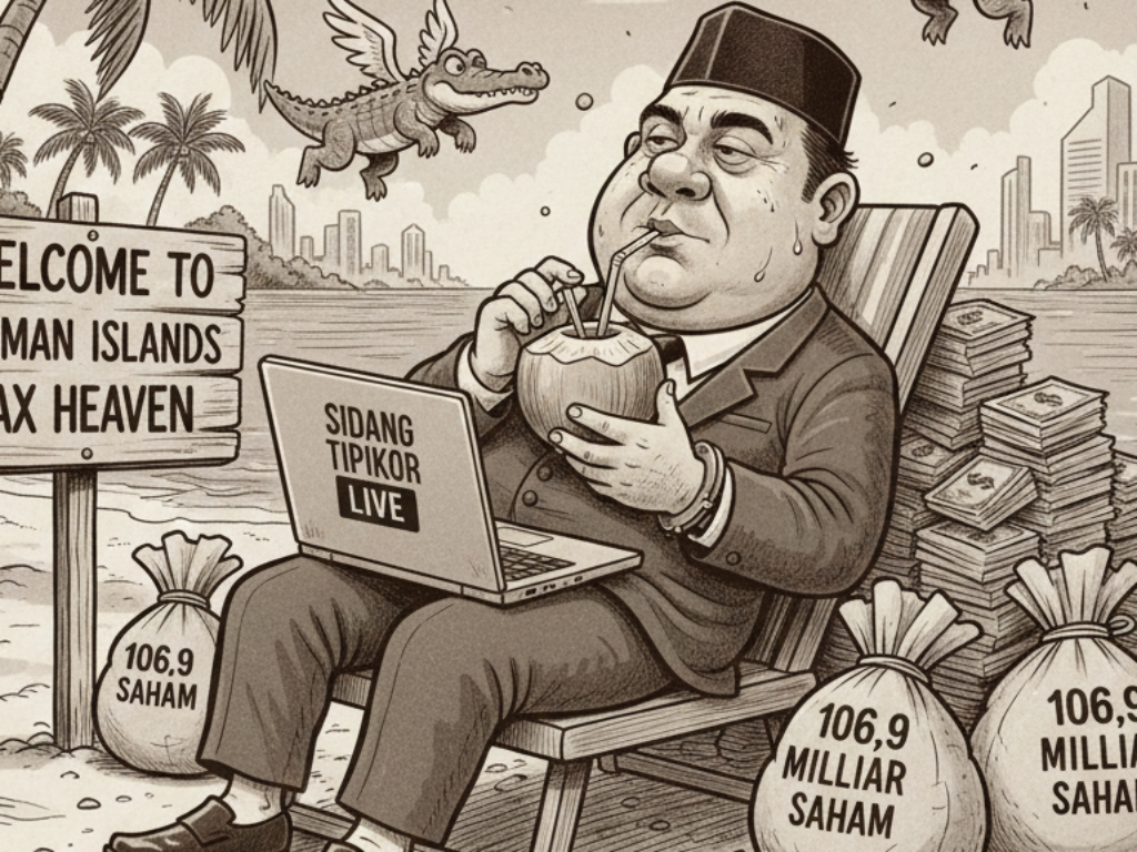 Cayman, Chromebook, dan 106,9 Miliar Saham: Ketika Sidang Tipikor Ikut Liburan ke Surga Pajak