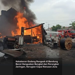 Kebakaran Gudang Rongsok di Bandung Barat Hanguskan Bengkel dan Perangkat Jaringan, Kerugian Capai Ratusan Juta