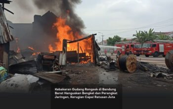Kebakaran Gudang Rongsok di Bandung Barat Hanguskan Bengkel dan Perangkat Jaringan, Kerugian Capai Ratusan Juta