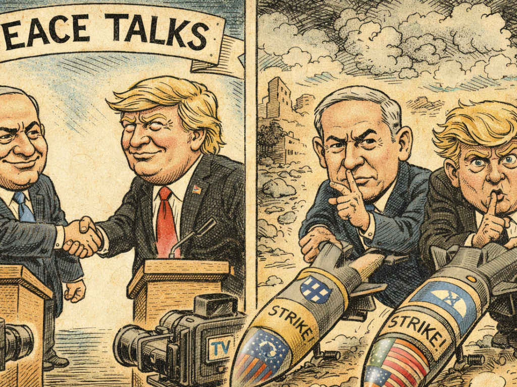 Benjamin Netanyahu dan Donald Trump Main Dua Babak, Diplomasi di Kamera, Rudal di Lapangan