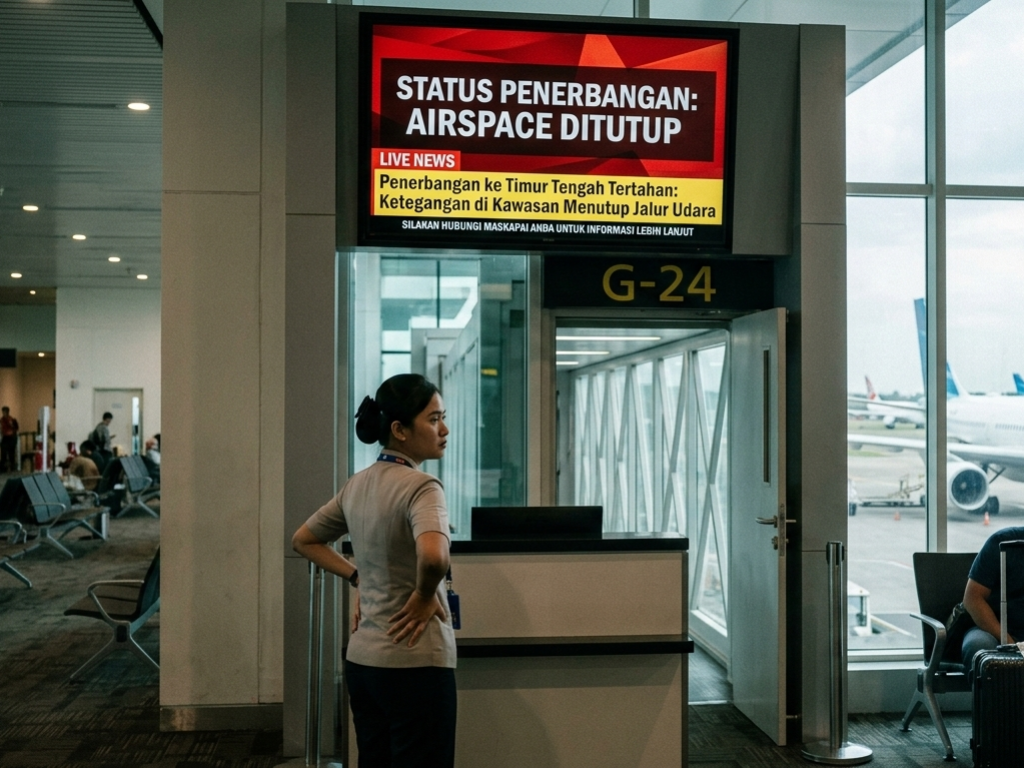 Airspace Ditutup, Boarding Gate Ikut Merenung: Penerbangan Soetta ke Timur Tengah Tertahan