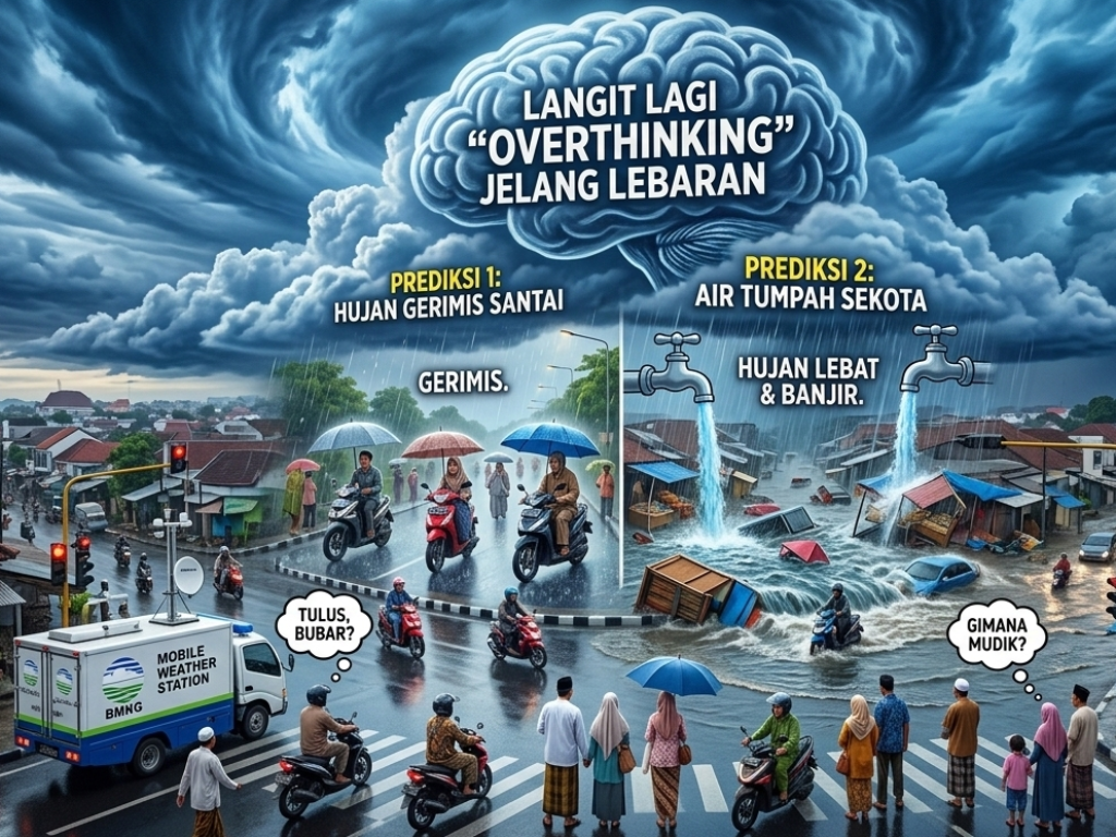 Langit Lagi ‘Overthinking’ Jelang Lebaran: BMKG Prediksi Hujan Gerimis Santai sampai Air Tumpah Sekota