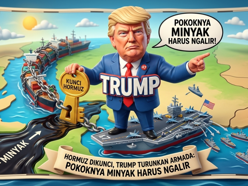 Hormuz Dikunci, Trump Turunkan Armada: Pokoknya Minyak Harus Ngalir