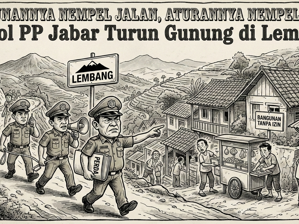 Bangunannya Nempel Jalan, Aturannya Nempel Buku: Satpol PP Jabar Turun Gunung di Lembang