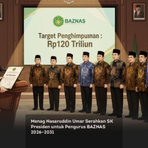 Menag Nasaruddin Umar Serahkan SK Presiden untuk Pengurus BAZNAS 2026–2031