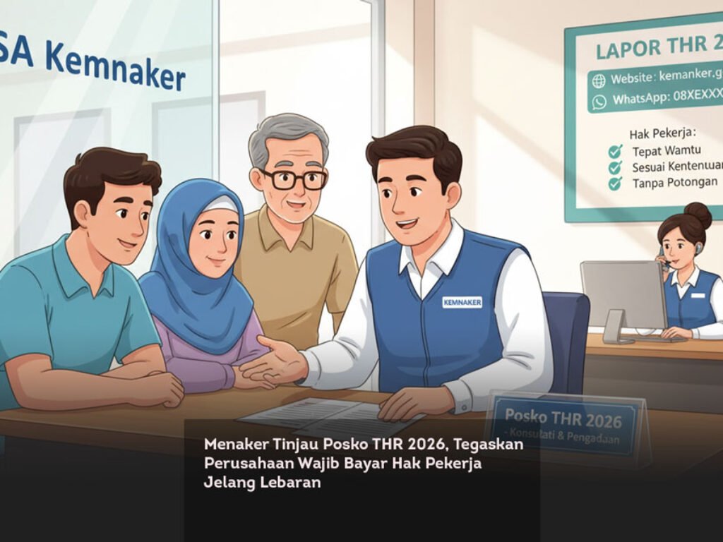 Menaker Tinjau Posko THR 2026, Tegaskan Perusahaan Wajib Bayar Hak Pekerja Jelang Lebaran