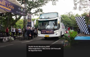 Mudik Gratis Bandung 2026 Diberangkatkan, 5 Bus Antar 259 Pemudik ke Sejumlah Kota