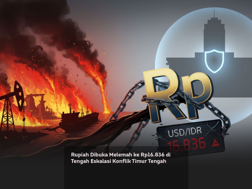 Rupiah Dibuka Melemah ke Rp16.836 di Tengah Eskalasi Konflik Timur Tengah