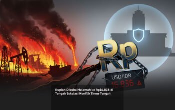 Rupiah Dibuka Melemah ke Rp16.836 di Tengah Eskalasi Konflik Timur Tengah