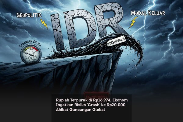 Rupiah Terpuruk di Rp16.974, Ekonom Ingatkan Risiko ‘Crash’ ke Rp20.000 Akibat Guncangan Global