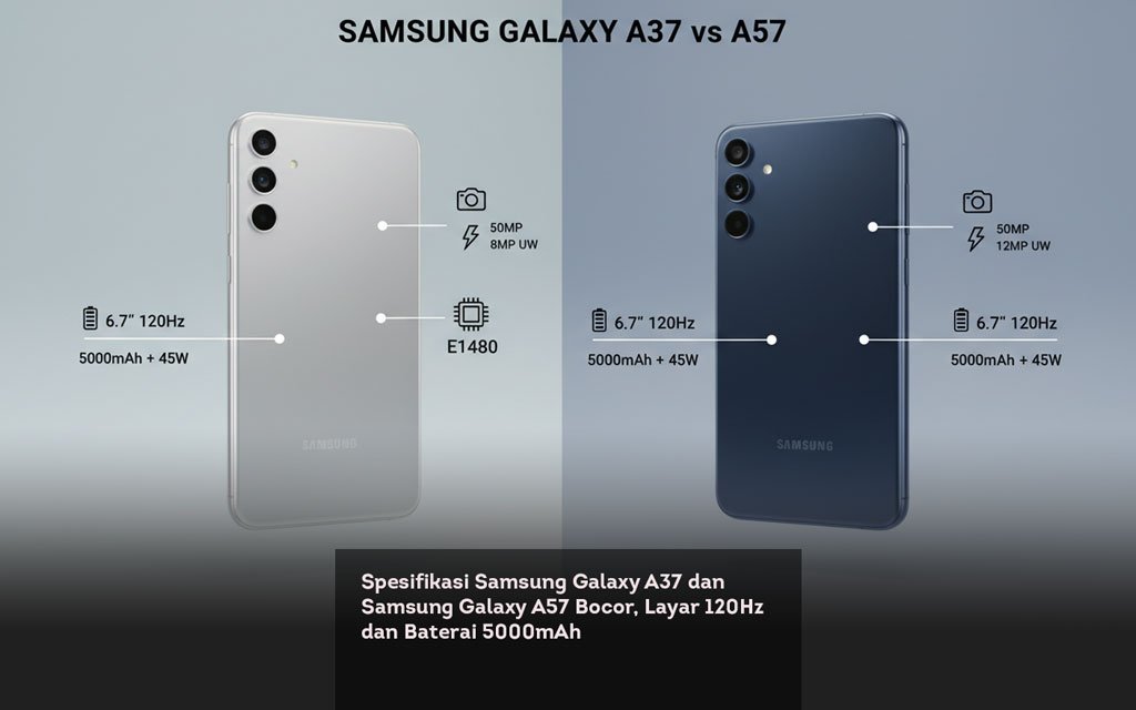 Spesifikasi Samsung Galaxy A37 dan Samsung Galaxy A57 Bocor, Layar 120Hz dan Baterai 5000mAh locusonline featured image Mar 2026