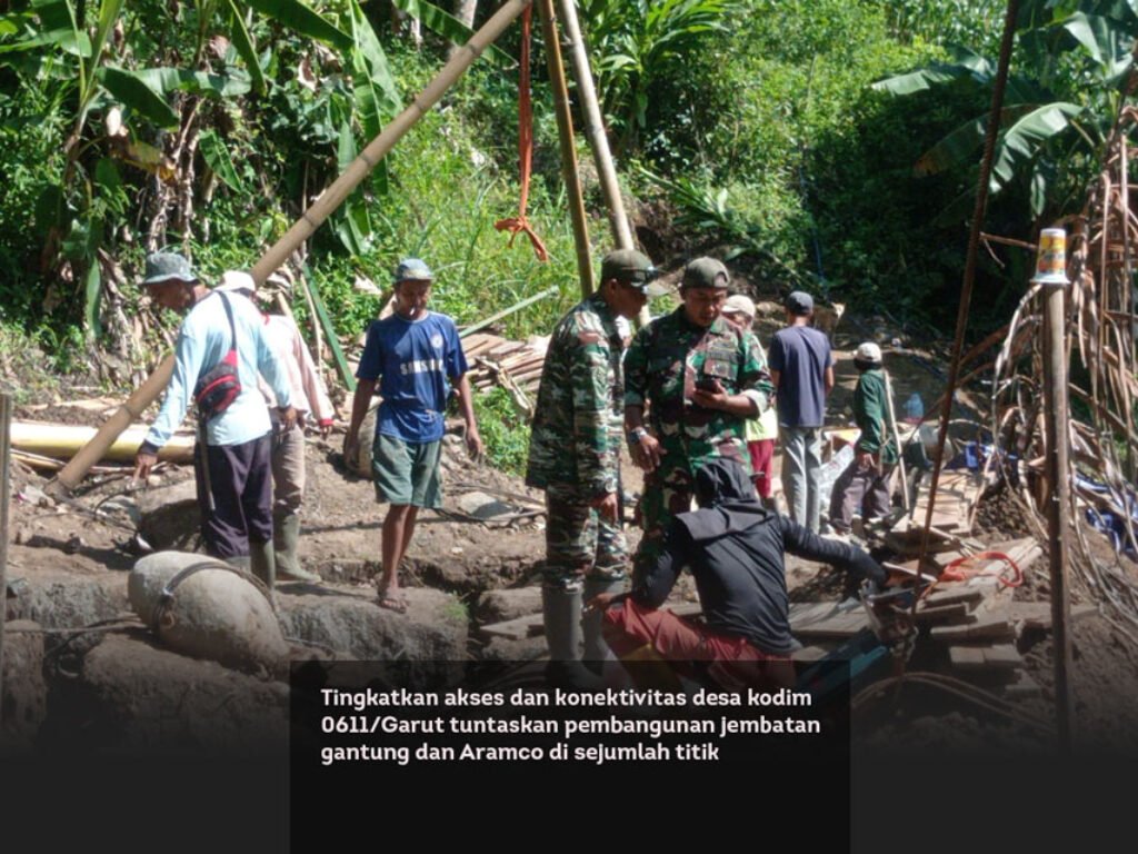 Tingkatkan akses dan konektivitas desa kodim 0611/Garut tuntaskan pembangunan jembatan gantung dan Aramco di sejumlah titik